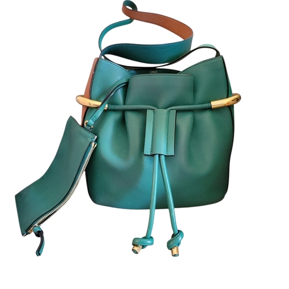 Chloe Handbags - CHLOE Emma Green Leather Bucket Bag
